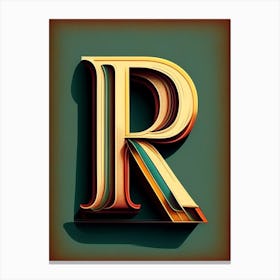 R, Letter, Alphabet Retro Drawing 2 Canvas Print