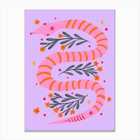 Modern Snake Pink And Orange Canvas Print