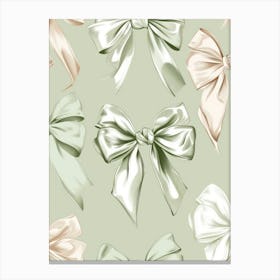 Green Lace Bows Pattern Canvas Print