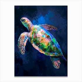 Colourful Paint Smudge Sea Turtle 2 Canvas Print