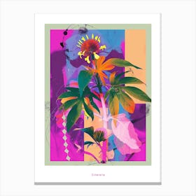 Cineraria 5 Neon Flower Collage Poster Canvas Print