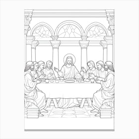 Line Art Inspired By The Last Supper 1 Canvas Print