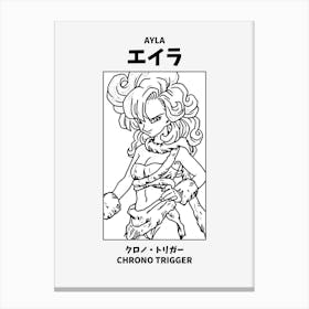 Chrono Trigger Ayla Black and White Canvas Print