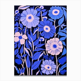 Blue Flower Illustration Asters 5 Canvas Print