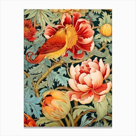 Wallpaper With Birds And Flowers Canvas Print