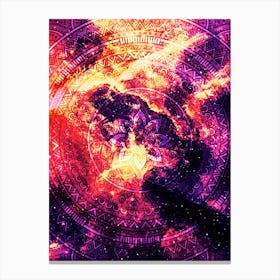 Cosmic mandala #7 - space neon poster Canvas Print