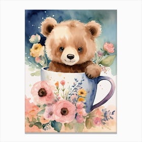 Teddy Bear In A Cup Canvas Print