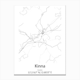 Kinna,Sweden Minimalist Map Canvas Print