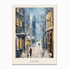 Vintage Winter Painting Poster Cologne Germany 2 Canvas Print