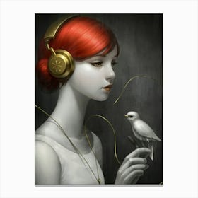 Girl With Headphones 38 Canvas Print