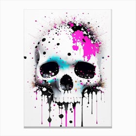 Skull With Splatter Effects Kawaii Canvas Print
