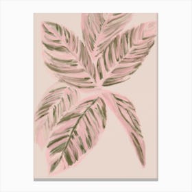 Pink And Green Leaves Canvas Print