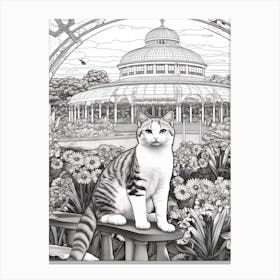 Royal Botanic Gardens Melbourne Australia, Cats Line Art 1 Canvas Print