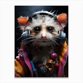 Cyberpunk Style A Possum Wearing Headphones 1 Canvas Print
