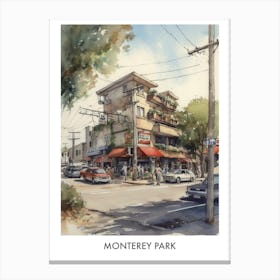 Monterey Park Watercolor 3travel Poster Canvas Print