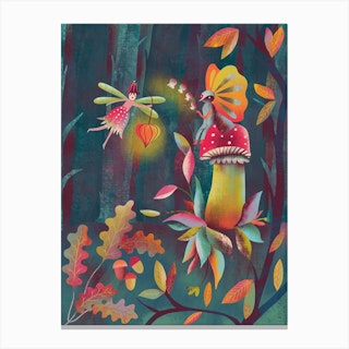 Fairytale Forest Fireflies Canvas Print