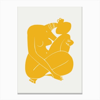 Baby Curl African Nude In Yellow Canvas Print