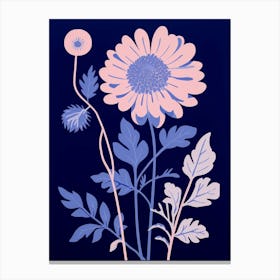 Blue Flower Illustration Chrysanthemum 1 Canvas Print