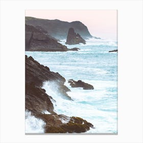 Cliffs And Waves - Pacific Ocean Pastel Sunset Canvas Print