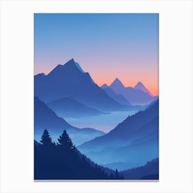 Misty Mountains Vertical Composition In Blue Tone 130 Canvas Print