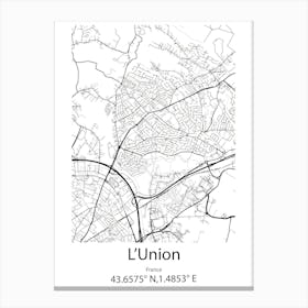 L Union,France Minimalist Map Canvas Print