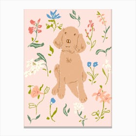 Dog Amongst Wildflowers  Canvas Print