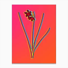 Neon Narcissus Odorus Botanical in Hot Pink and Electric Blue n.0316 Canvas Print