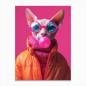 Sphynx Cat With Bubble Gum Canvas Print