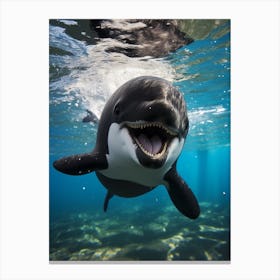 Realistic Photography Of Baby Orca Whale Smiling 3 Canvas Print