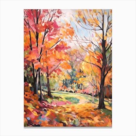 Autumn City Park Painting Parc De La Tete D Or Lyon France 2 Canvas Print
