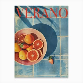 Verano Summer Poster 40s Style Orange Kitchen Poster Pool Art Canvas Print