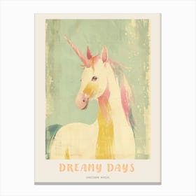 Pastel Storybook Style Unicorn 6 Poster Canvas Print
