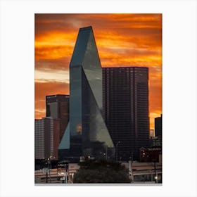 Sunset Over Dallas Skyline 1 Canvas Print