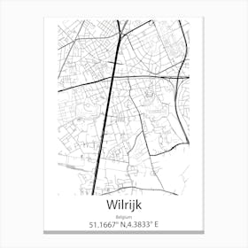 Wilrijk,Belgium Minimalist Map Canvas Print