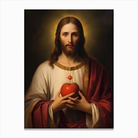 Sacred Heart Of Jesus, Oil On Canvas Portuguese School, 19th Century 014 Canvas Print