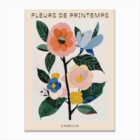 Spring Floral French Poster  Camellia 4 Canvas Print
