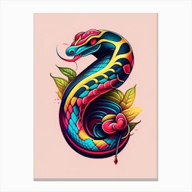 File Snake Tattoo Style Canvas Print