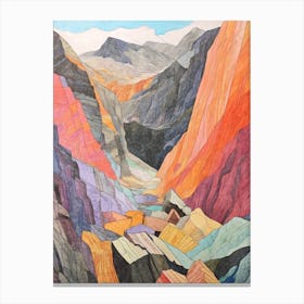 Glyder Fawr Wales 2 Colourful Mountain Illustration Canvas Print