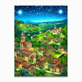 Christmas Village At Night Canvas Print