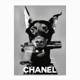 Doberman Gun Luxury Fashion Chanel Canvas Print