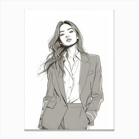 Woman In A Suit Fashion Illustration Canvas Print