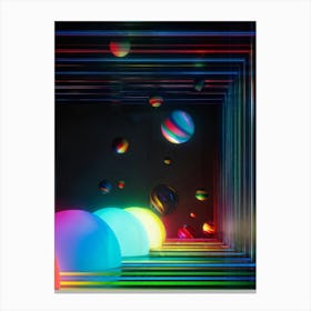 A 3d Portrayal Striking Signals Of Red Green Blue And Yellow Streaming Forth From A Wall As Puls Canvas Print