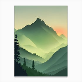 Misty Mountains Vertical Composition In Green Tone 32 Canvas Print