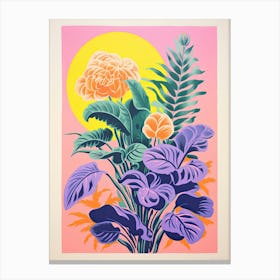 Colourful Botanical Risograph Style 37 Canvas Print