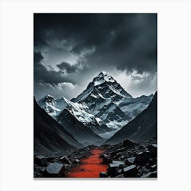 Red Road In The Mountains Majestic Glory of Mount Everest Canvas Print