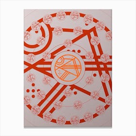 Geometric Abstract Glyph Circle Array in Tomato Red n.0080 Canvas Print
