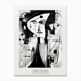 Emotions Abstract Black And White 5 Poster Canvas Print