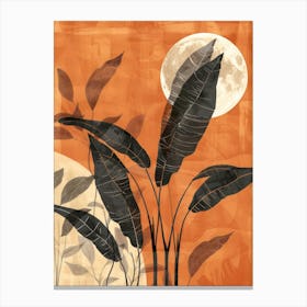 Banana Leaves And Moon Canvas Print