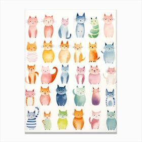 Watercolor Cats Canvas Print