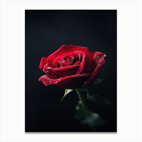 Red Rose On Black Background 4 Canvas Print